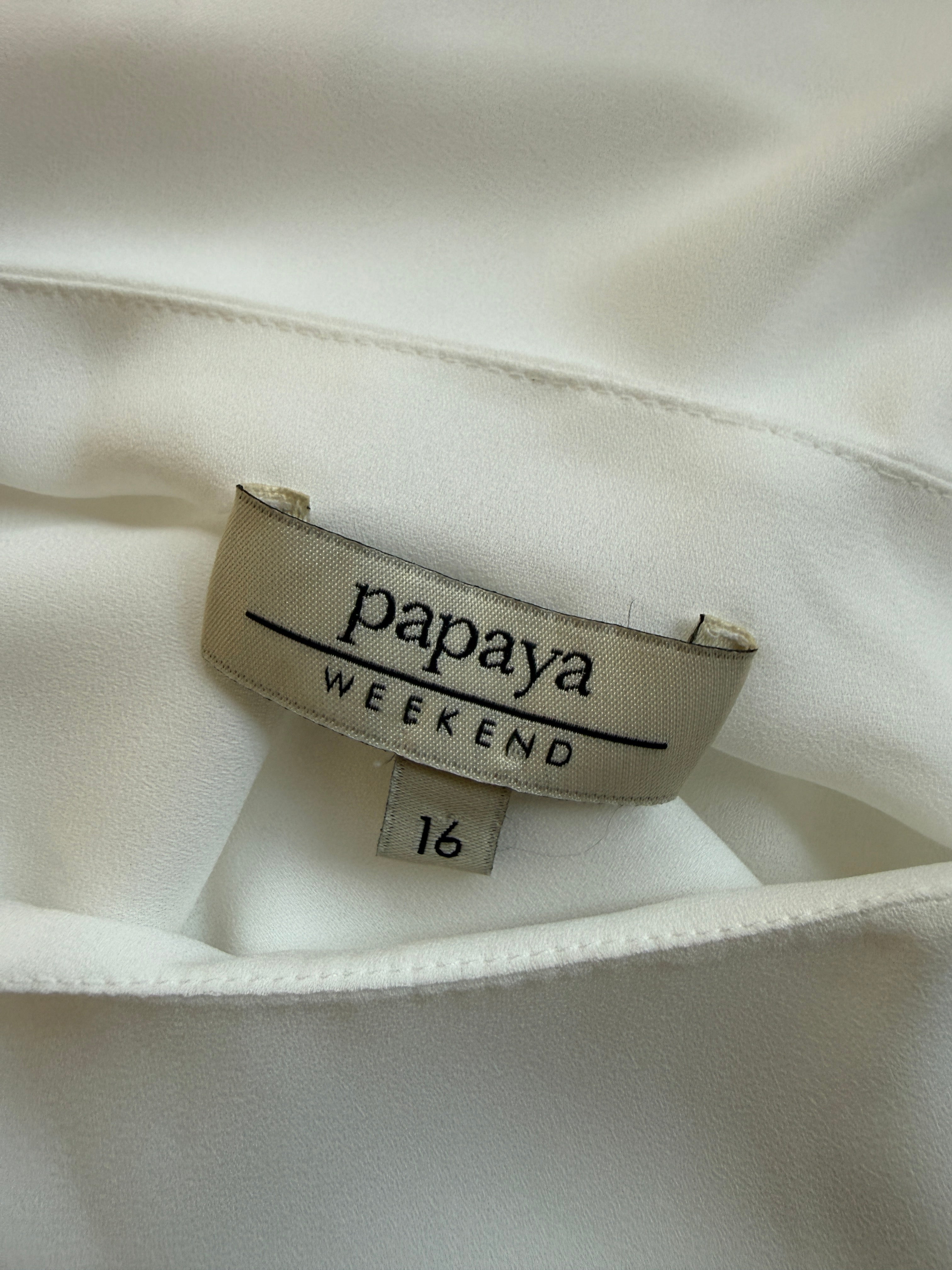Papaya Weekend White Layered Bell Sleeve Blouse UK 16 – Preloved