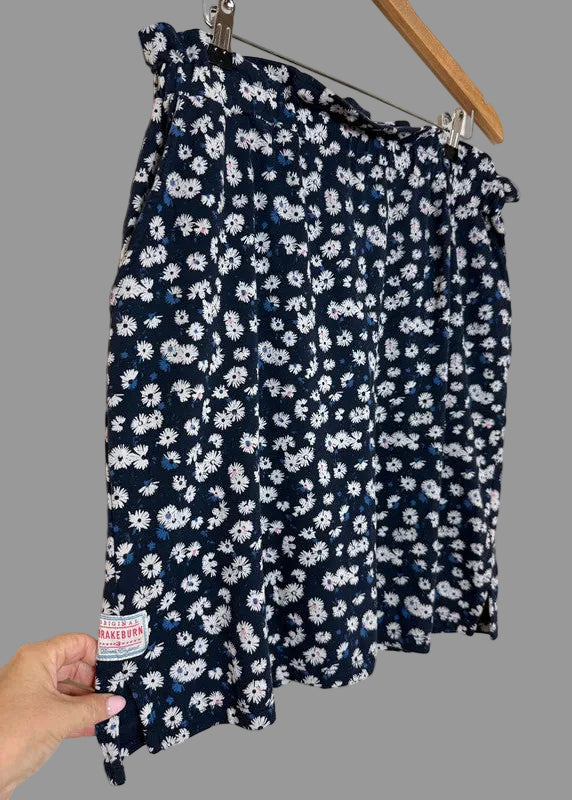 Brakeburn Aster Navy Daisy Print Mini Skirt - UK14