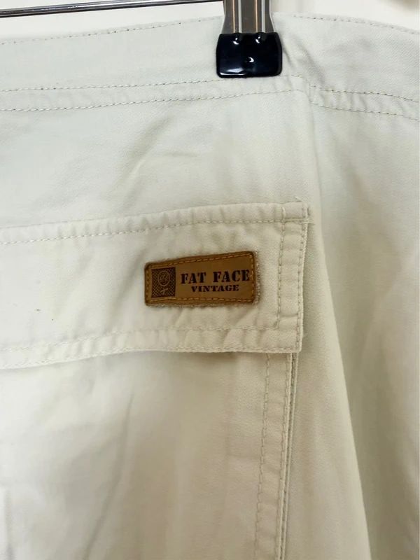 Fat Face Cargo Trousers Beige Turn Up Zip Ankle Adjustable Waist UK18 Long