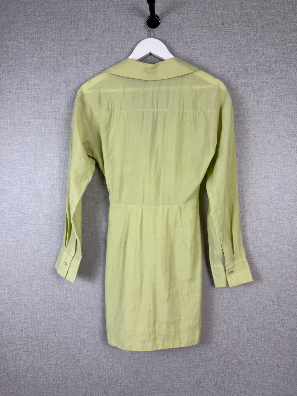 Zara Lime Green Ruched Shirt Mini Dress UK 6 XS - Pre-Loved