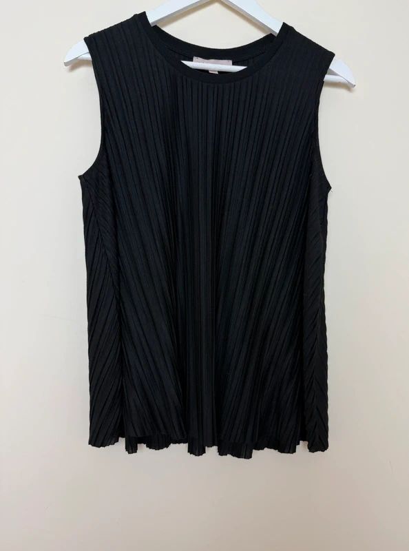 Philosophy Black Pleated Structured Vest Sleeveless Top - Small - VGC
