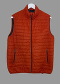 Zara Burnt Orange Quilted Men's Gilet XL Fitted Zip Up Padded Vest