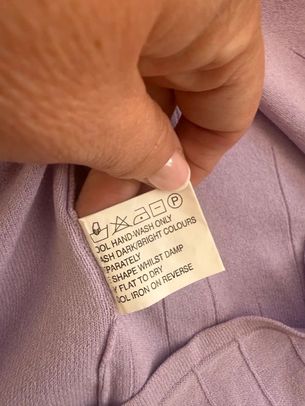 TIGI Cardigan Lavender Sequin Trim Fine Knit Hook Eye UK10