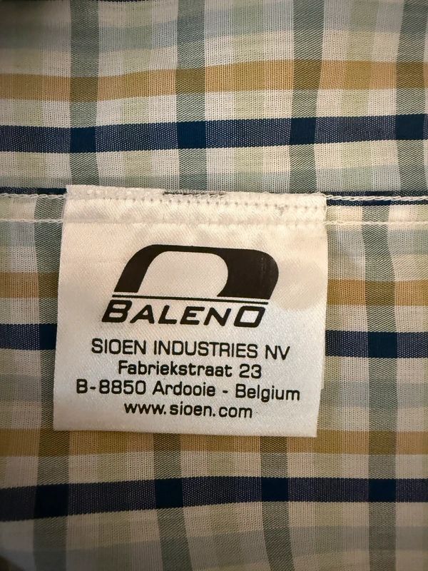 Baleno Check Shirt Blue Yellow White Cotton Button Down Long Sleeve Small BNWT