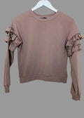 New Look Pink Frill Sleeve Sweatshirt Dusky Pink Cropped UK6