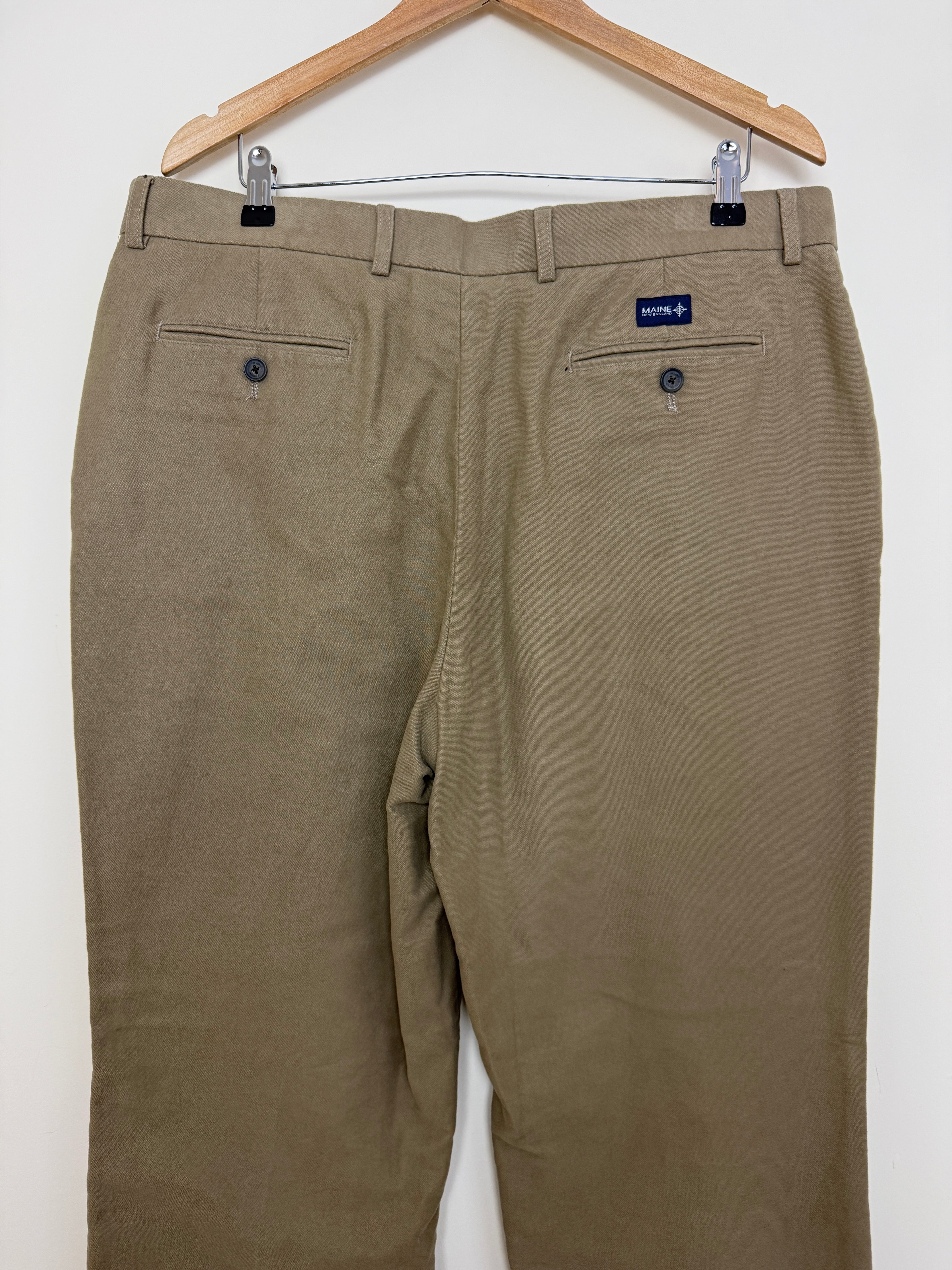 Maine Brown Twill Brushed Cotton Trousers W38 L32 Straight Leg Mens