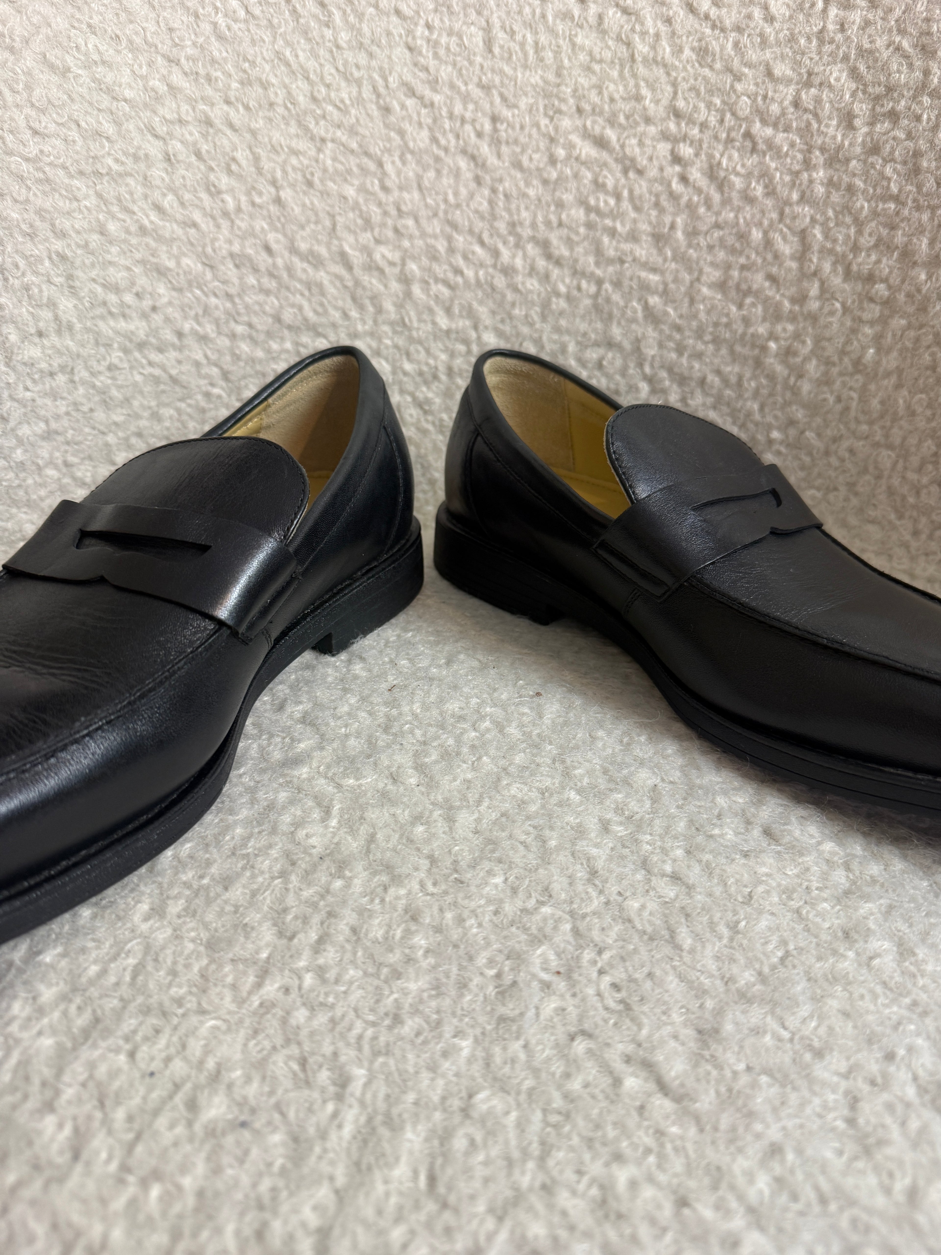 Steptronic Sheepskin Leather Loafers UK8 EU42 Black Smart Slip On Formal Shoes