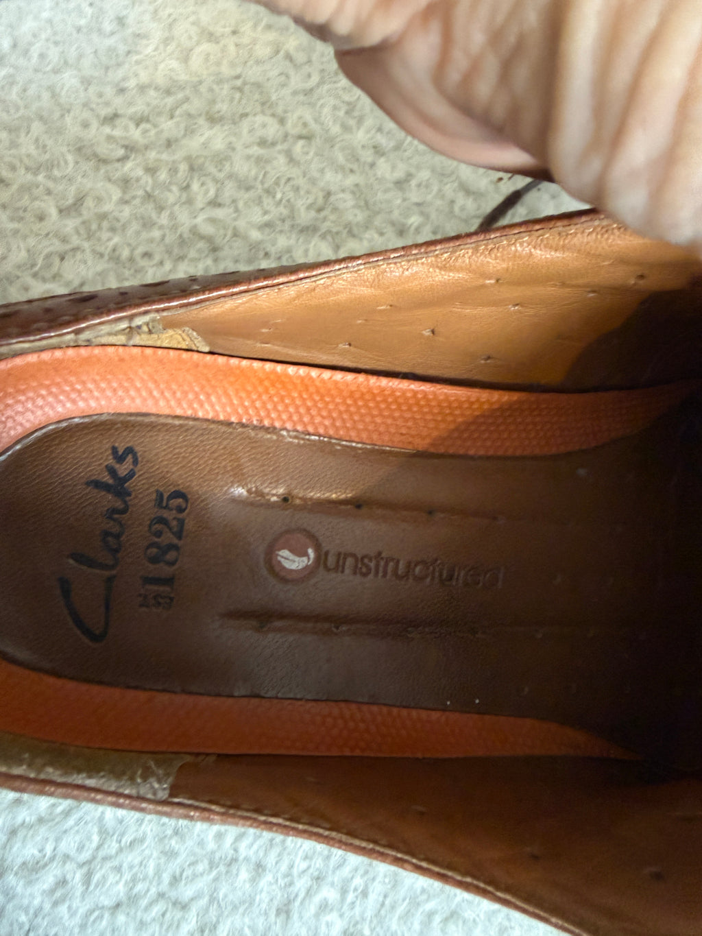 Clarks Unstructured Leather Brogue Shoes UK8 Brown Wingtip Smart Lace Up