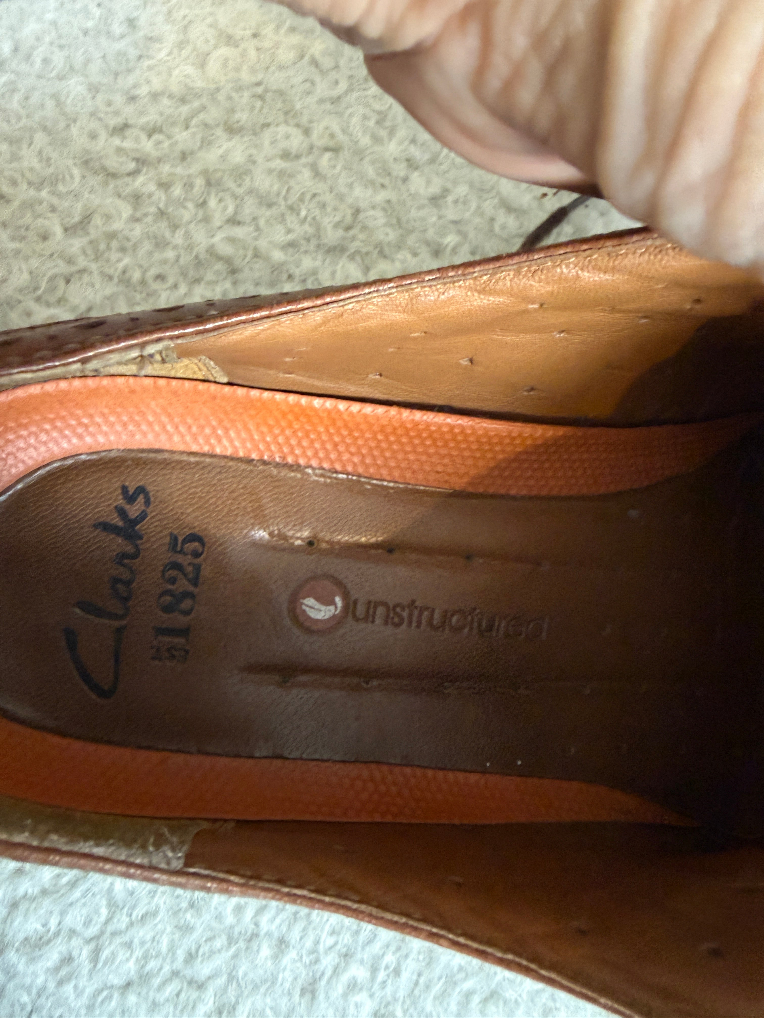 Clarks Unstructured Leather Brogue Shoes UK8 Brown Wingtip Smart Lace Up