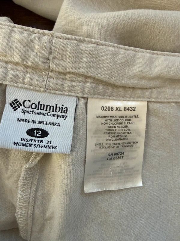 Columbia Linen Trousers Wide Leg Drawstring Embroidered UK12