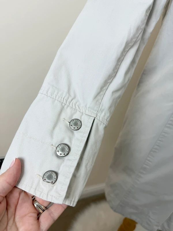 Per Una Cream Trench Coat UK8 Mac Jacket Stand Collar Button Detail