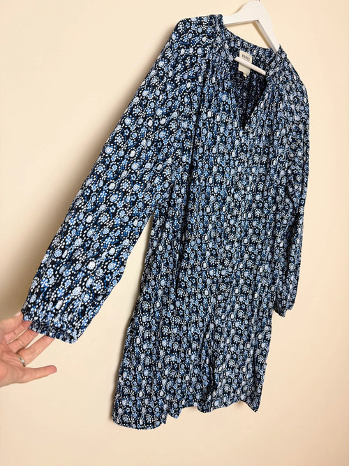 BURGS British Design Blue Floral Print Smock Dress - UK16