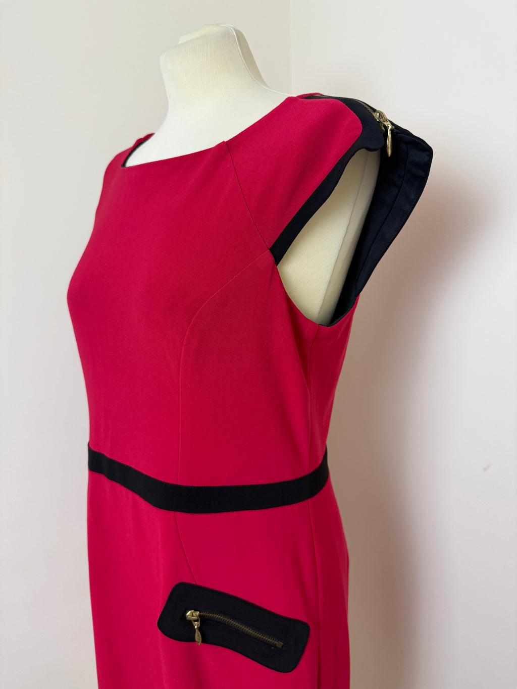 Joseph Ribkoff Red Black Zip Detail Pencil Dress UK14