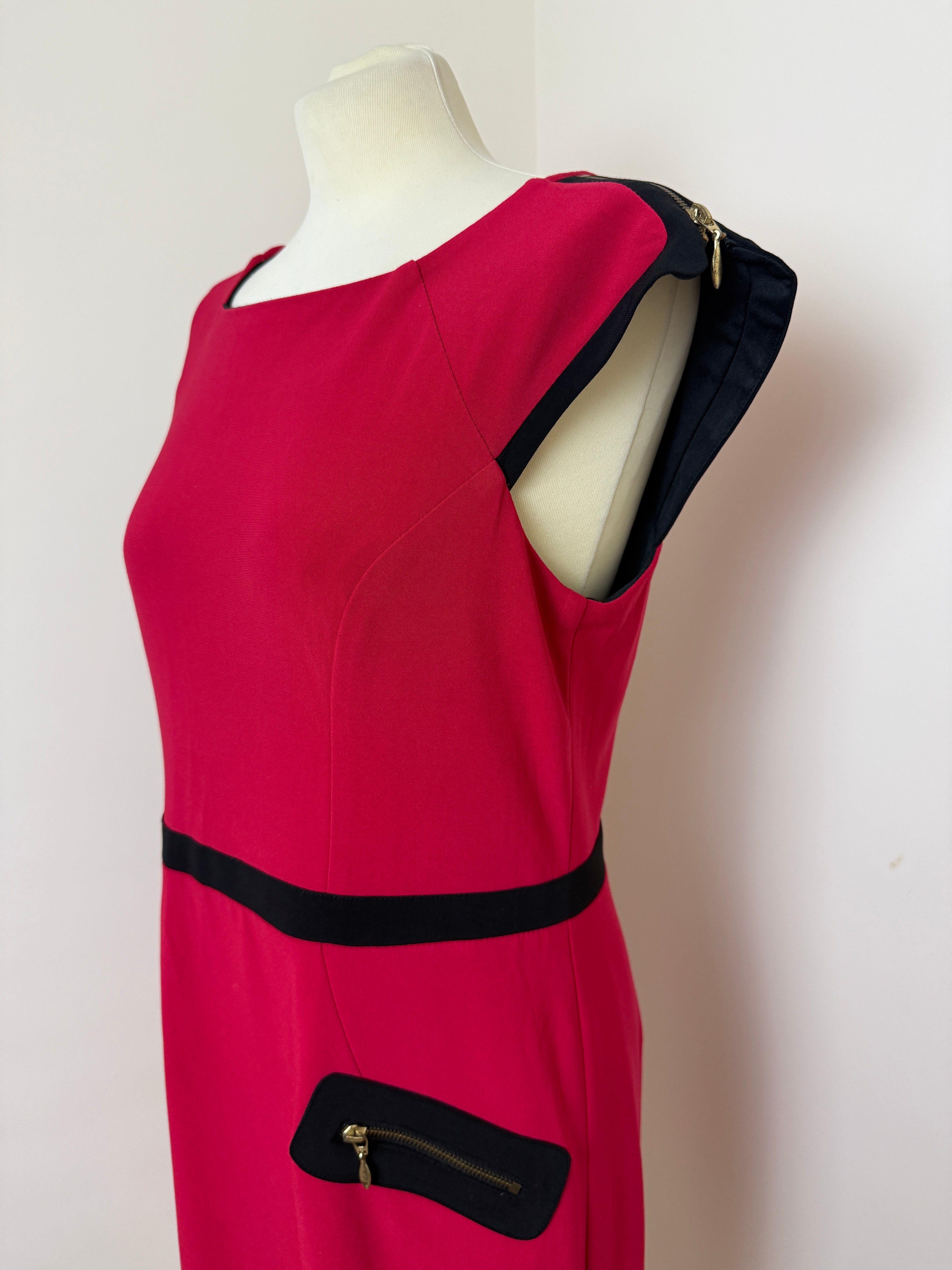 Joseph Ribkoff Red Black Zip Detail Pencil Dress UK14