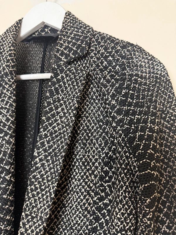 River Island Black Snakeskin Effect Lace Knit Blazer - UK10