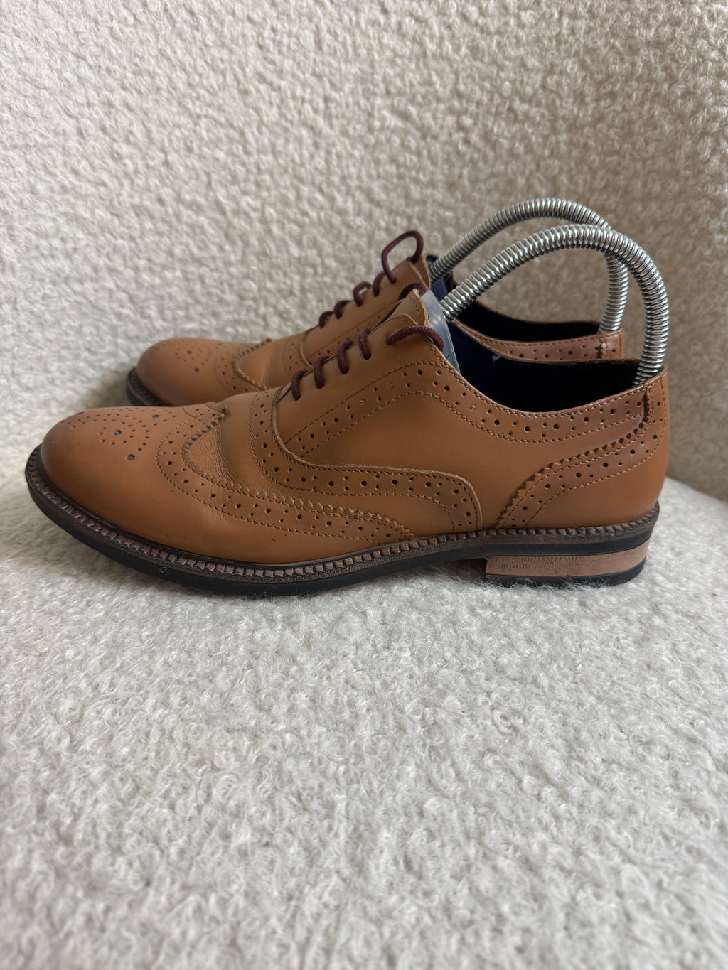 Redfoot Leather Brogue Shoes UK7 Tan Brown Wingtip Lace Up Smart Formal