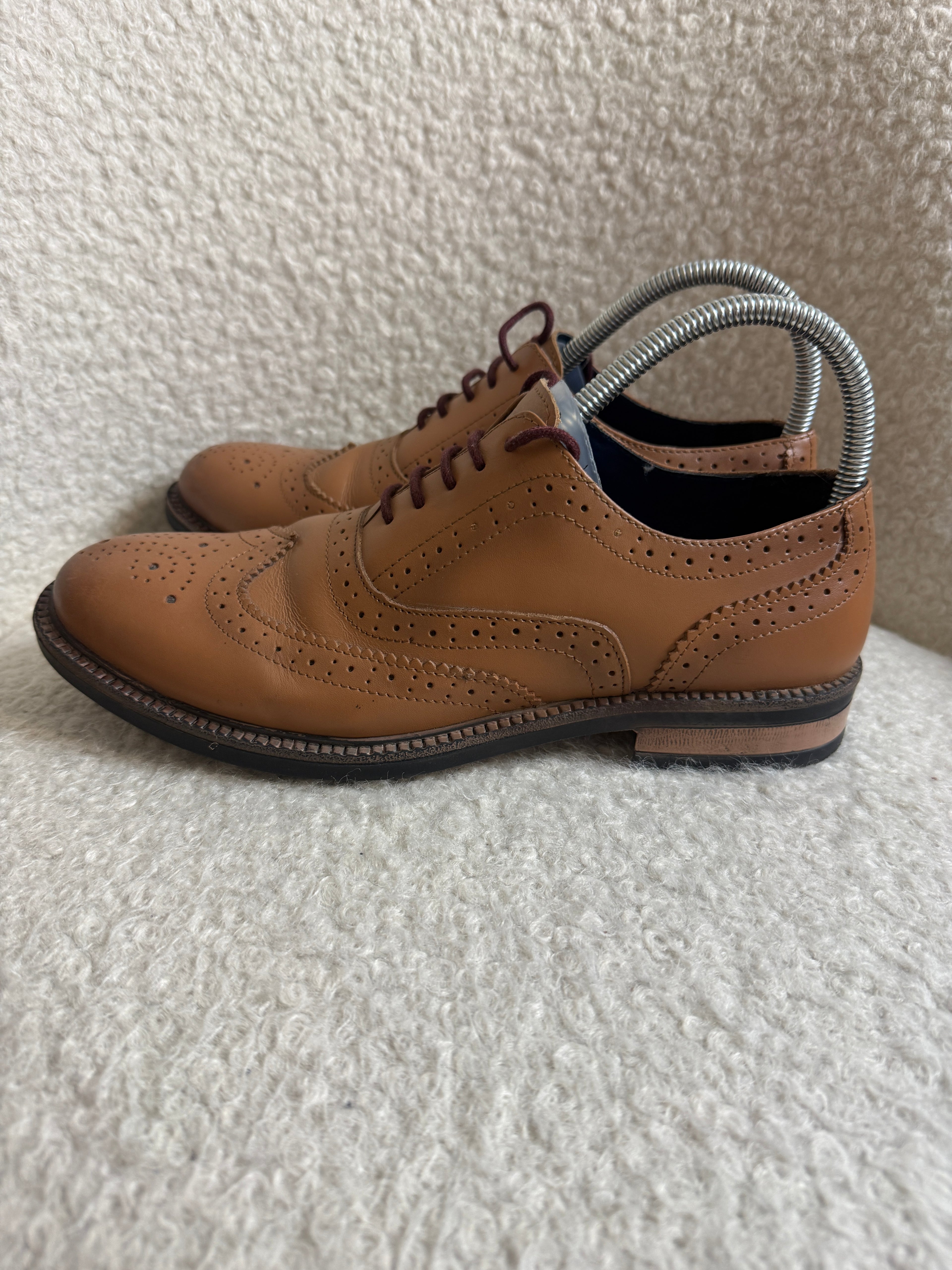 Redfoot Leather Brogue Shoes UK7 Tan Brown Wingtip Lace Up Smart Formal