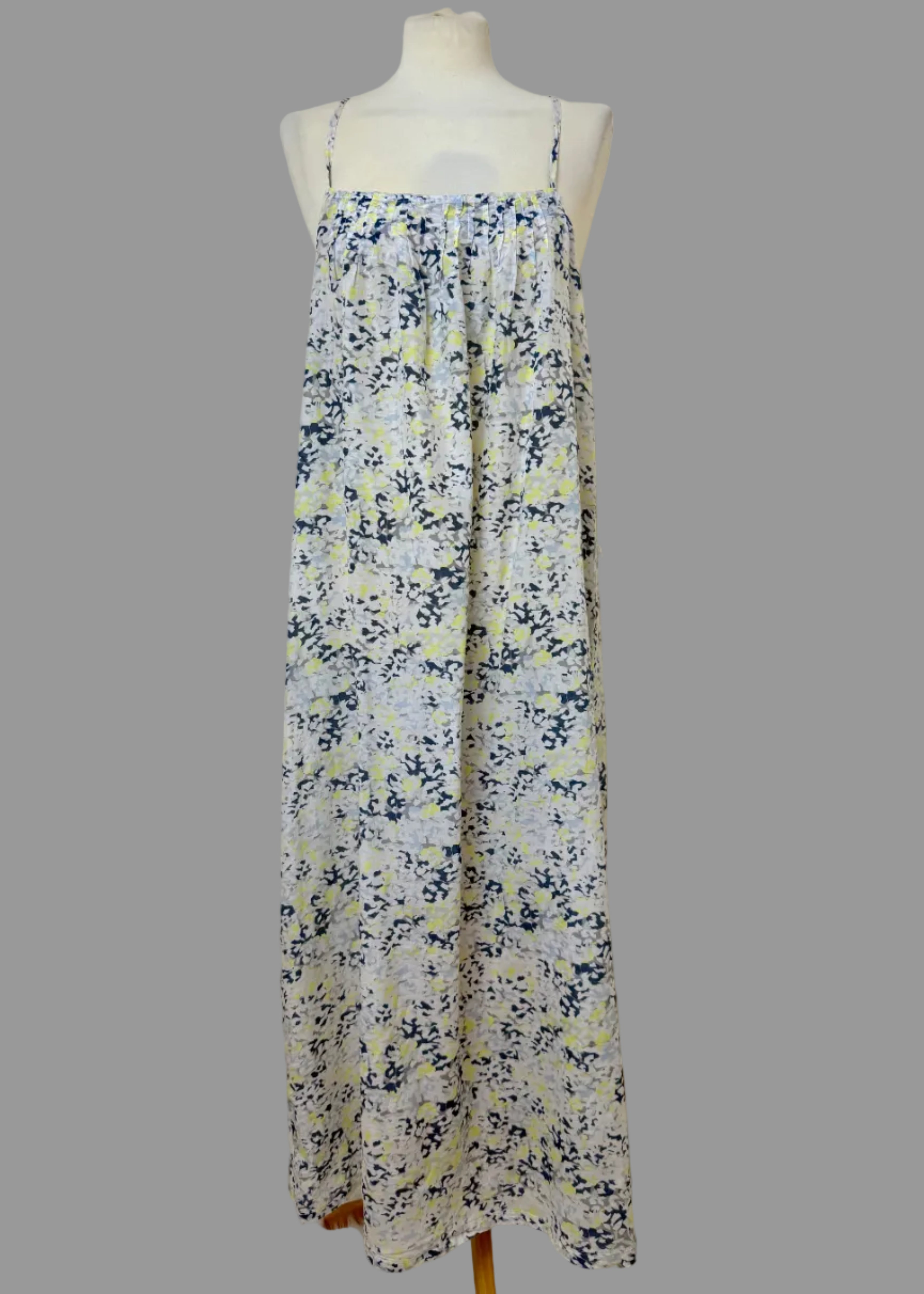 GapBody Floral Cotton Silk Maxi Dress Strappy Summer Dress M