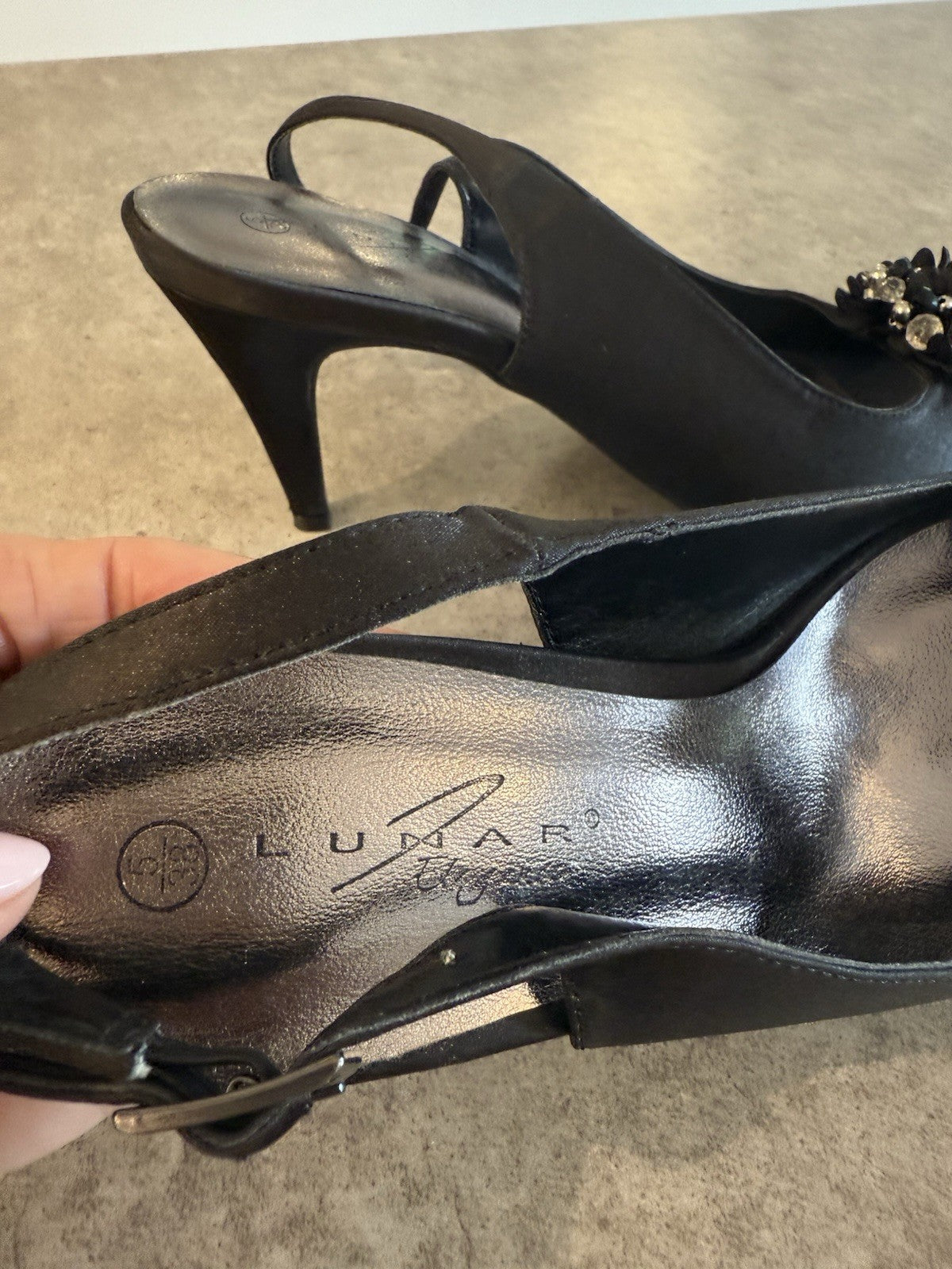 Lunar Elegance Satin New Slingback Heels - UK 5