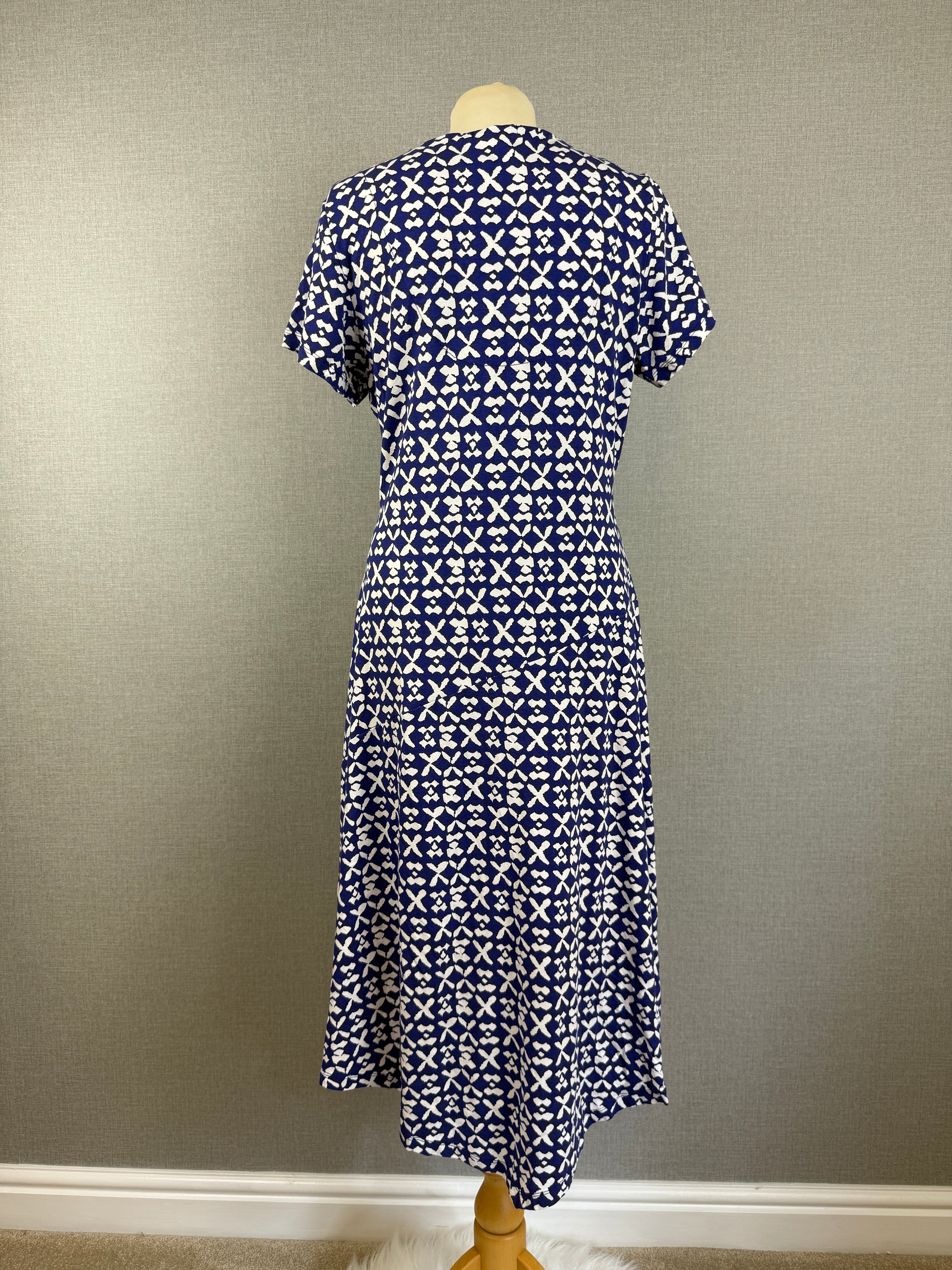 Joe Browns Blue & White Twist Front Midi Dress UK 16 – BNWT