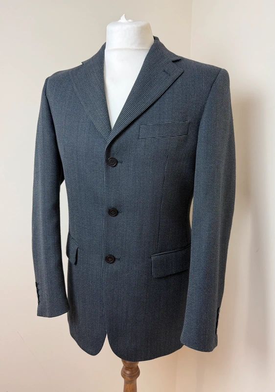 Remus Uomo Grey Wool Blend Blazer Houndstooth Slim Fit 36R