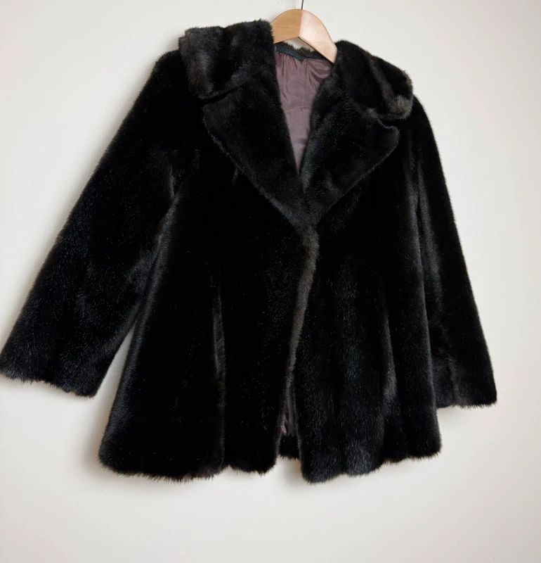 Vintage J-Teff Ltd Tissavel France Simulated Mink Fur Boxy Coat - Medium
