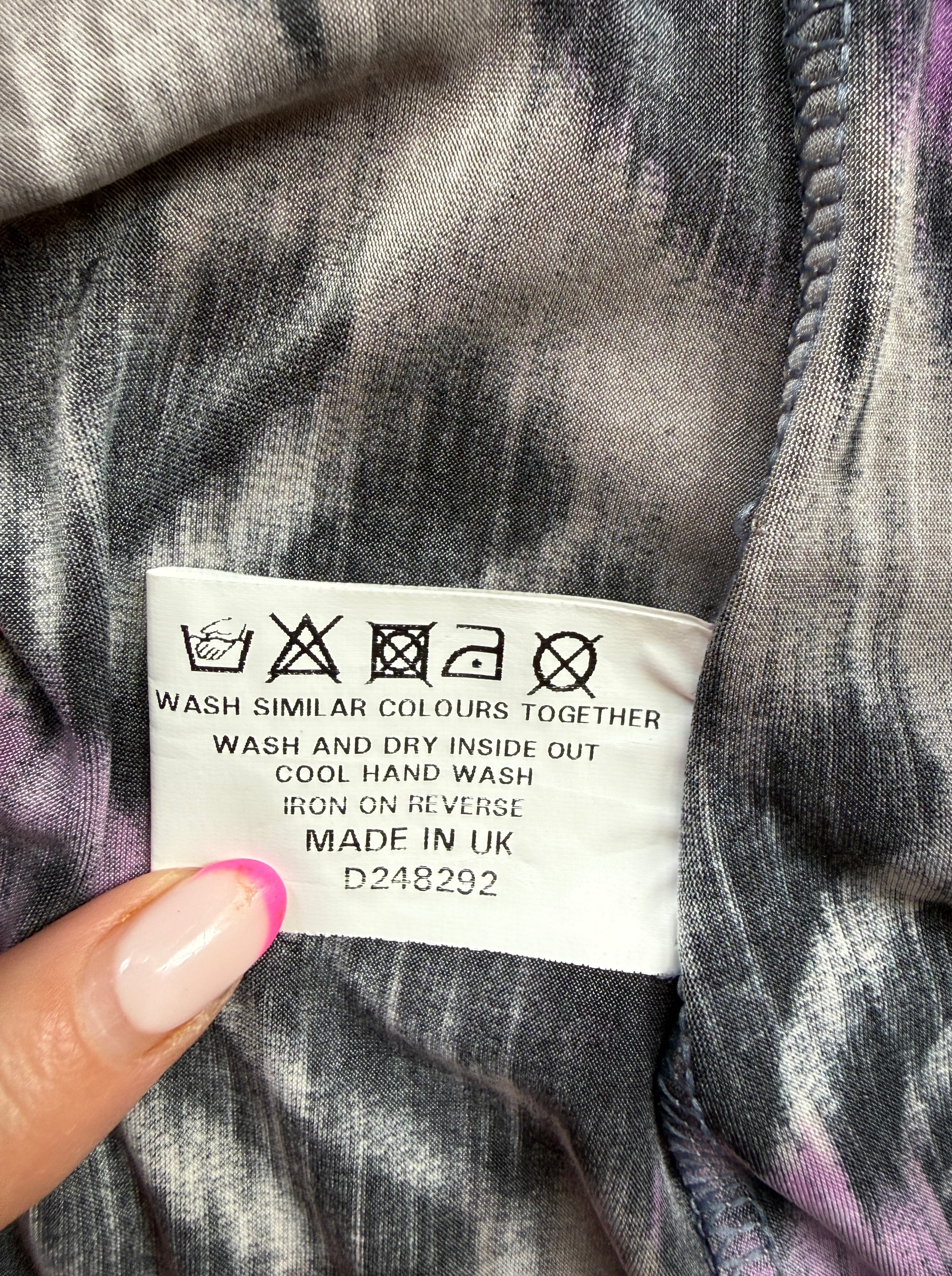 Linea Grey Purple Abstract Knot Front Maxi Dress UK 18 - Preloved