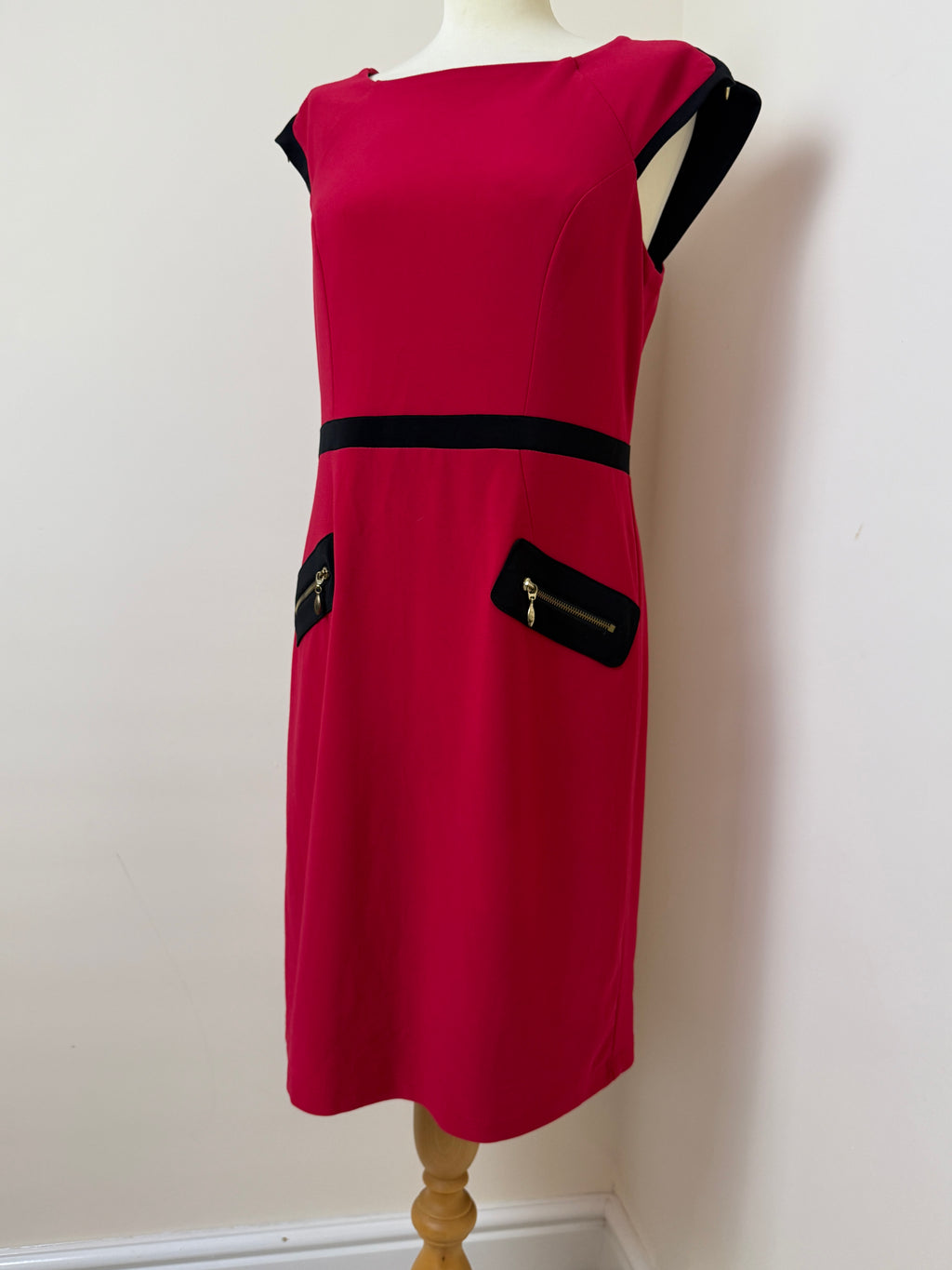 Joseph Ribkoff Red Black Zip Detail Pencil Dress UK14