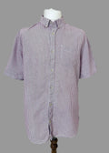 River Island Burgundy White Striped Slim Fit Shirt Mens XL