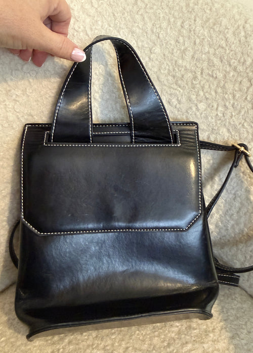 ASOS Black Faux Leather Mini Backpack Multiway Shoulder Handbag