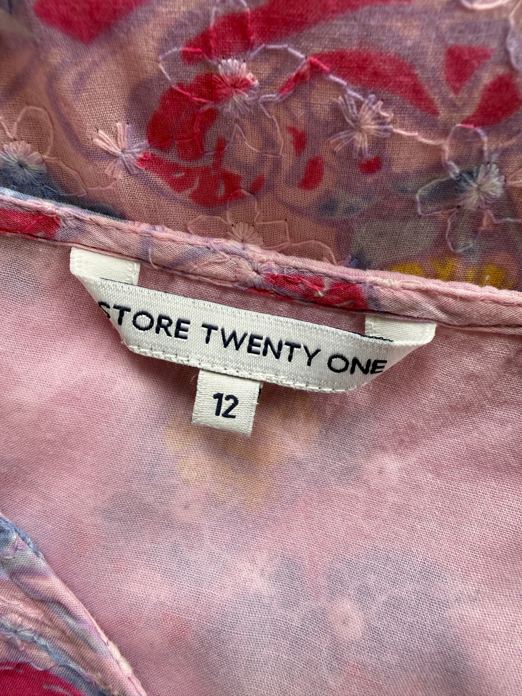 Store Twenty One Pink Floral Cotton Midi Tea Dress UK 12