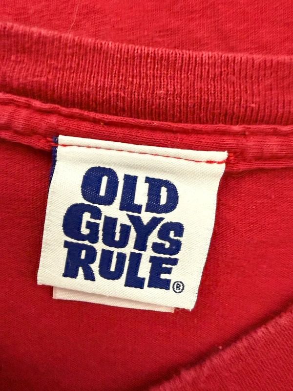 Old Guys Rule Cranky T-Shirt Red Bicycle Graphic Cotton Large