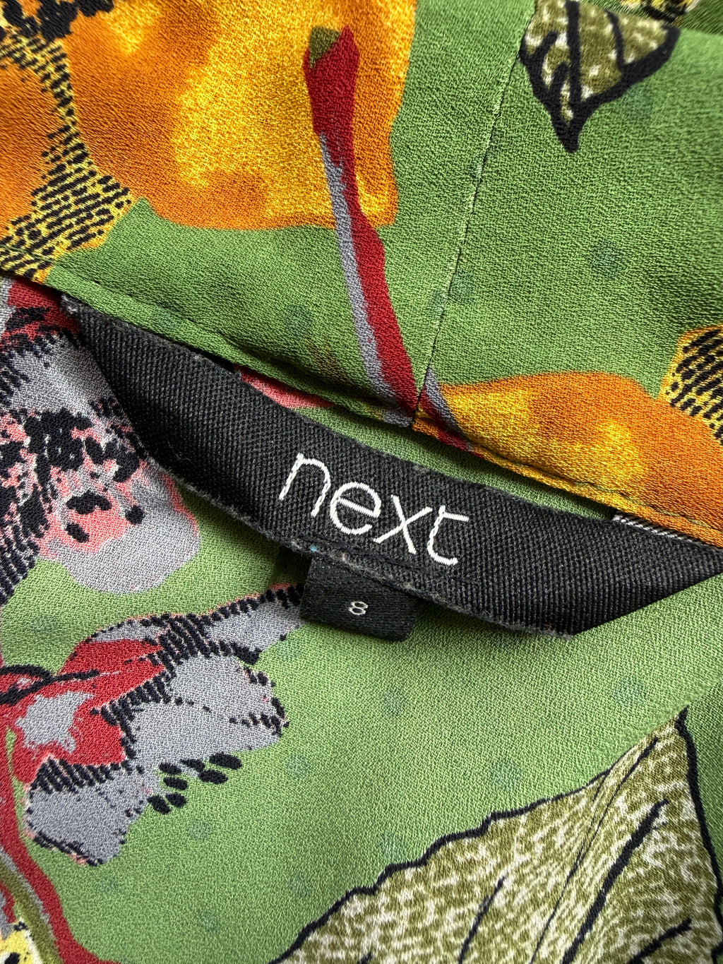 Next Green Botanical Floral Sleeveless Blouse Top UK 8