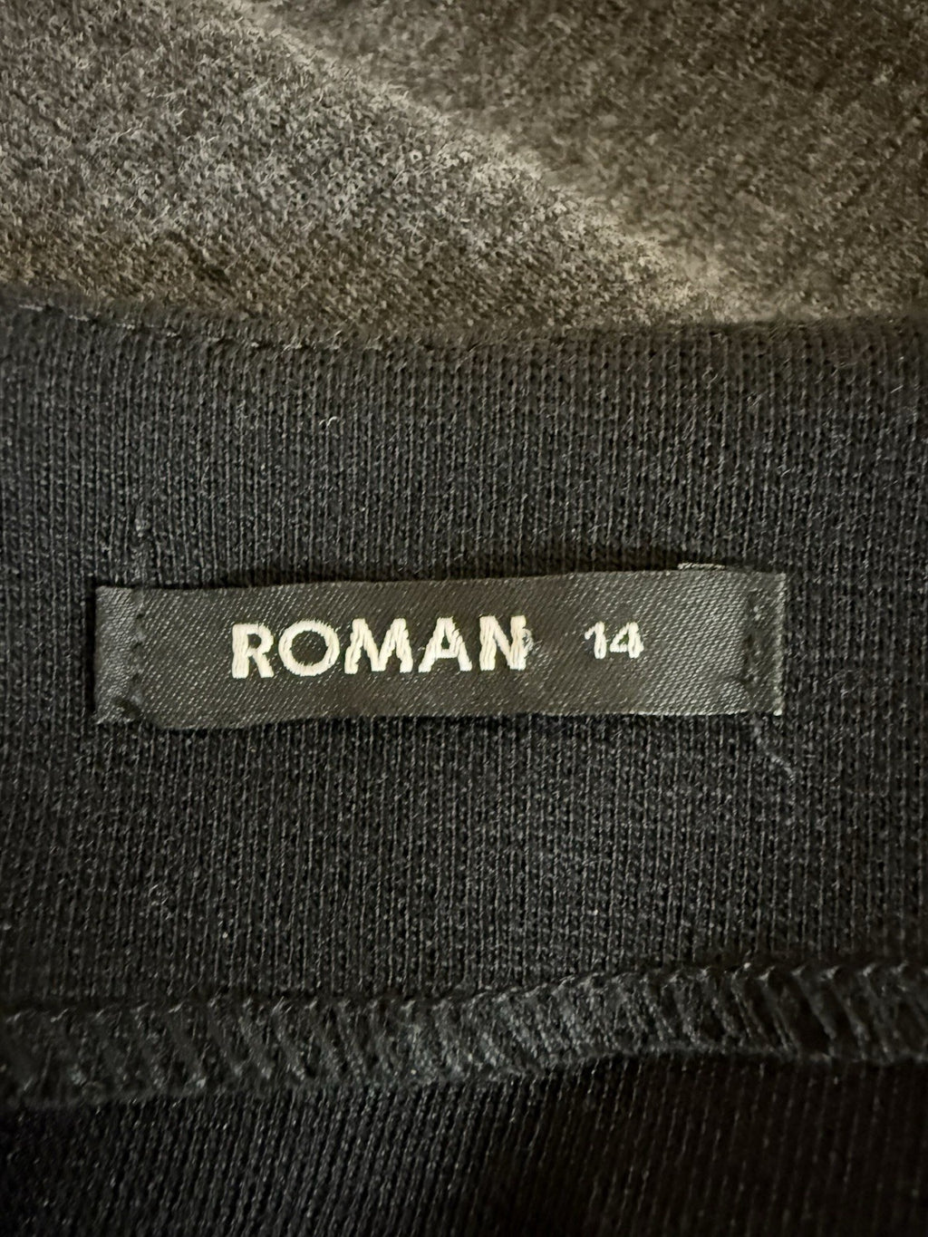 Roman Grey Black Lime Green Panel Dress - Size 14