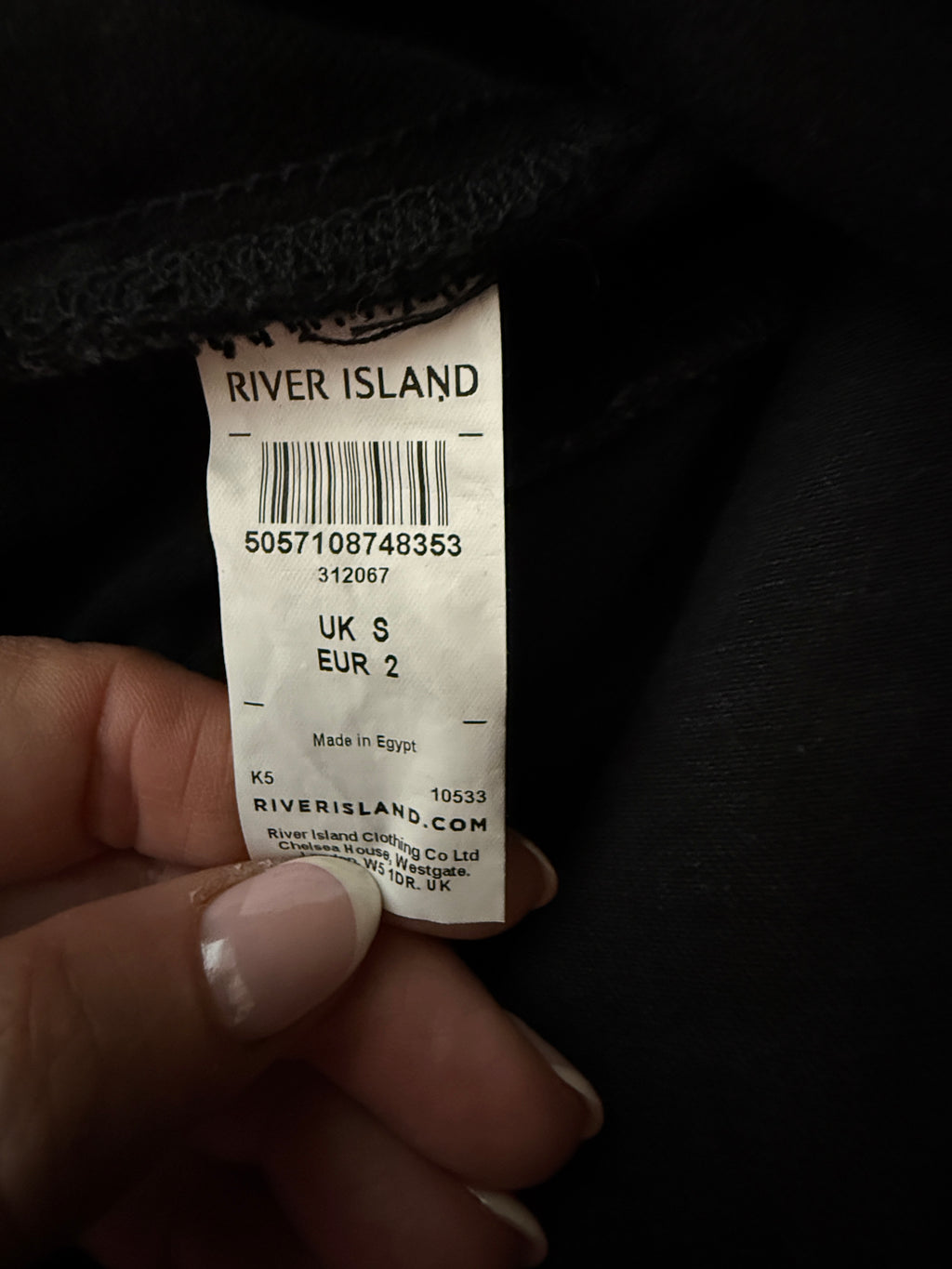 River Island Denim Jacket Black Stretch Slim Fit Trucker Womens