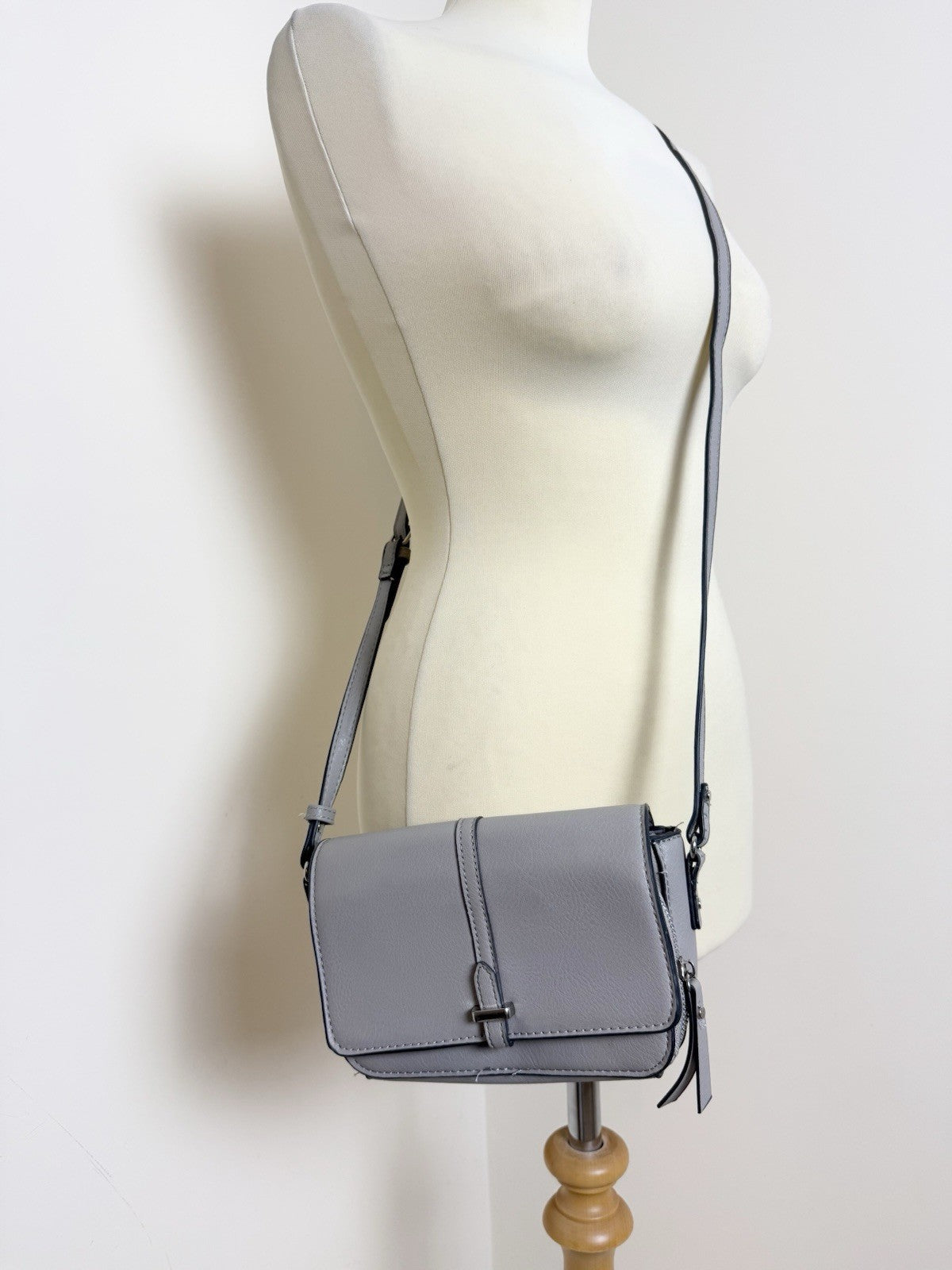 Accessorize Small Putty Grey Crossbody Bag with Integral Purse