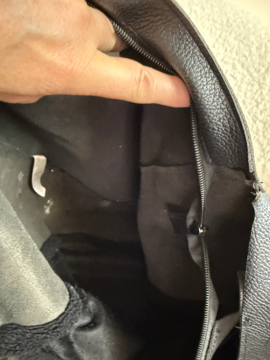 Black Faux Leather Hobo Shoulder Bag Faux Fur Panel Tie Strap Detail