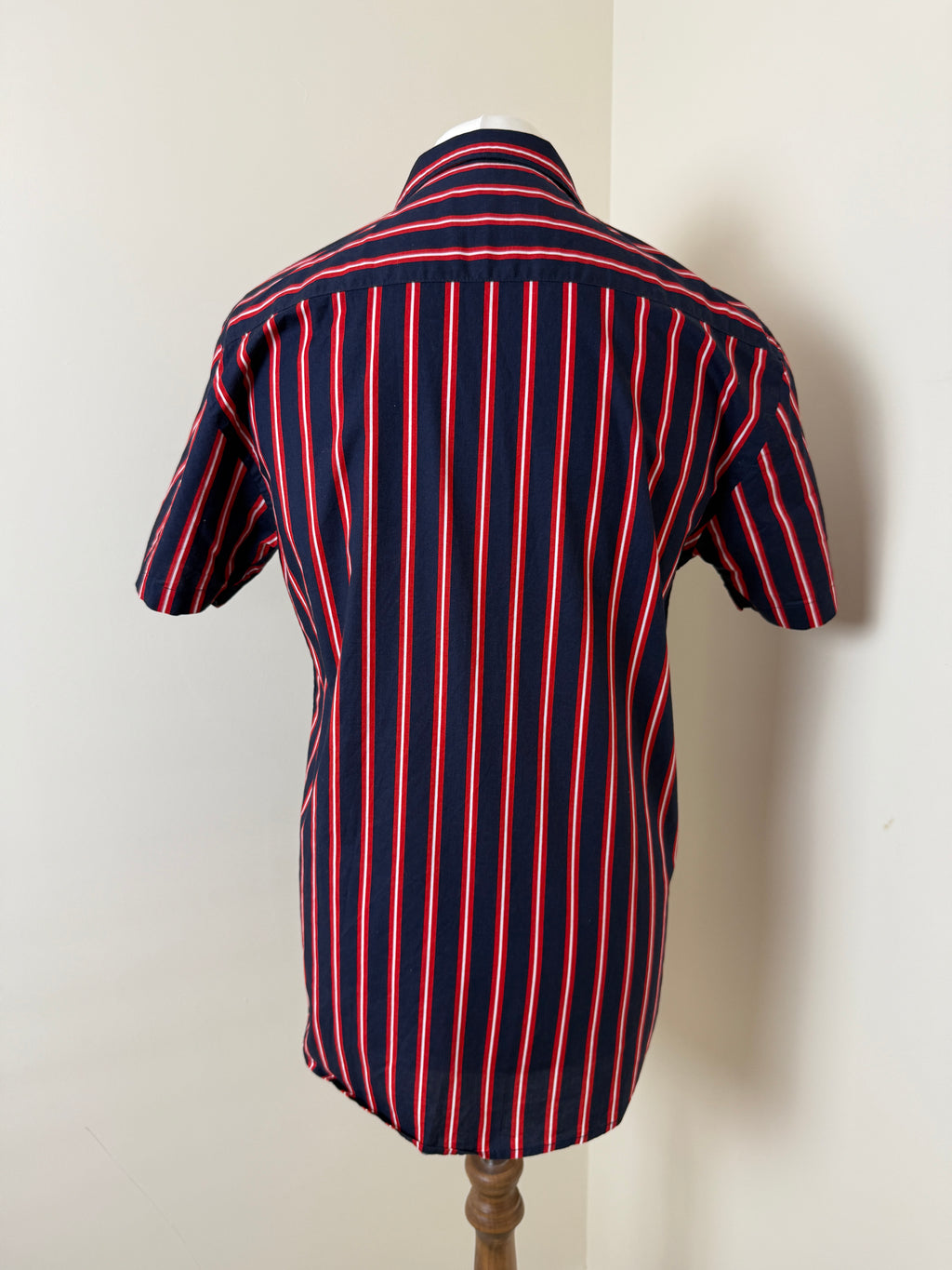 Kronstadt Casual Navy Red Striped Cotton Shirt Mens Large