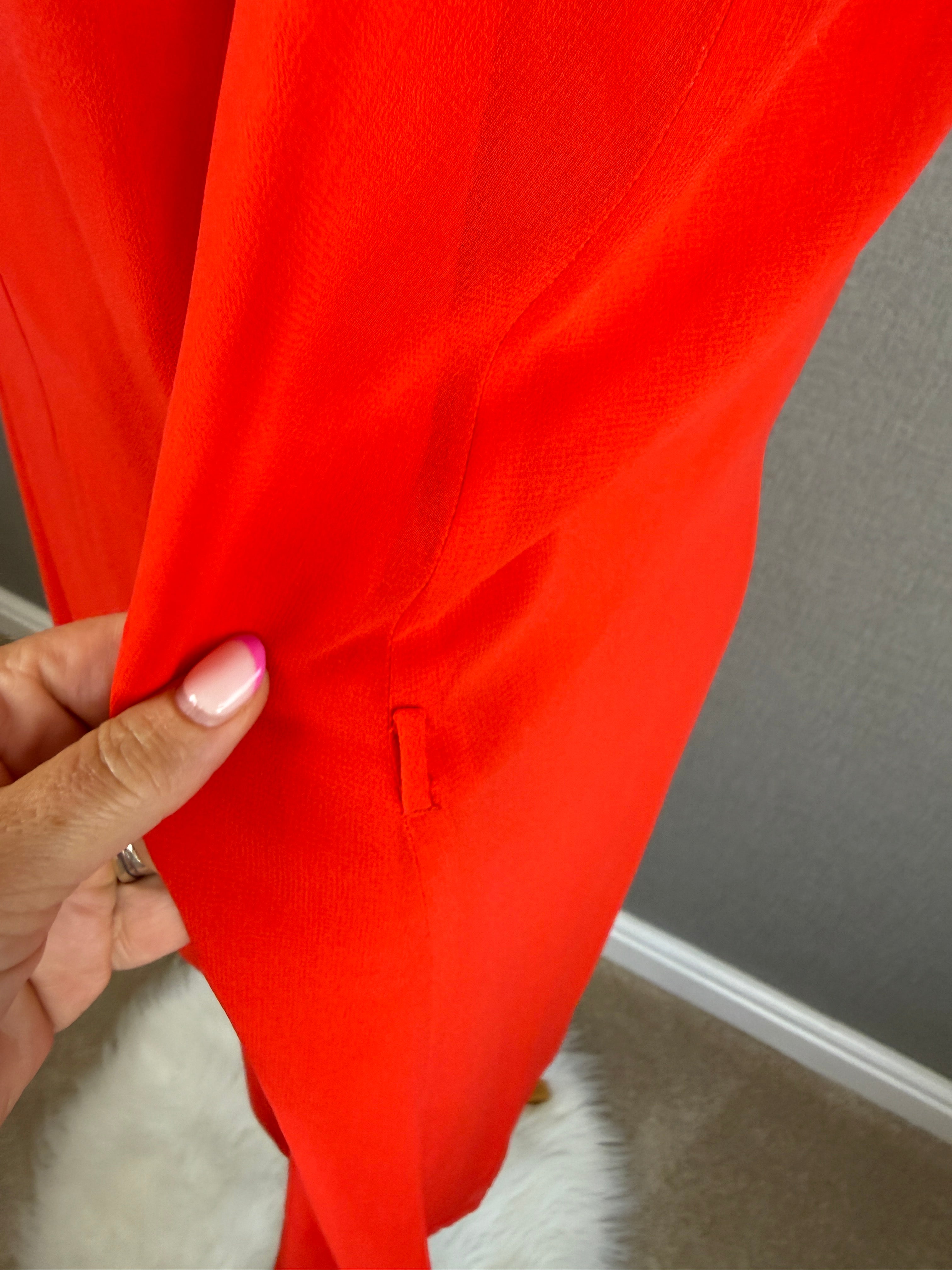 Naf Naf Women’s Red Sleeveless Chiffon Overlay Shift Midi Dress XL