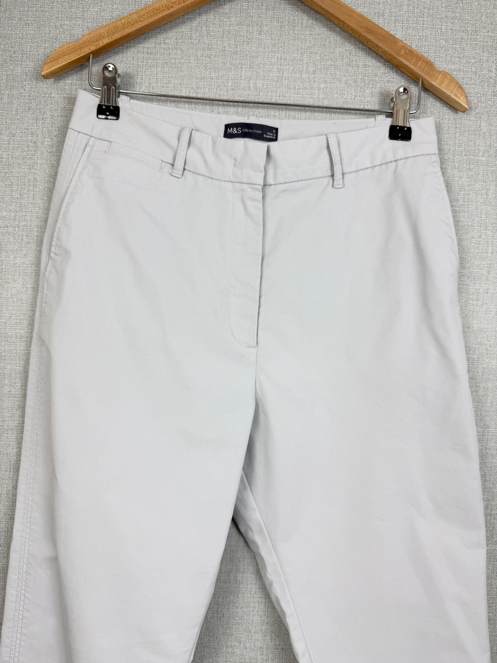 M&S Collection Light Grey Cropped Tailored Trousers UK 10 Short