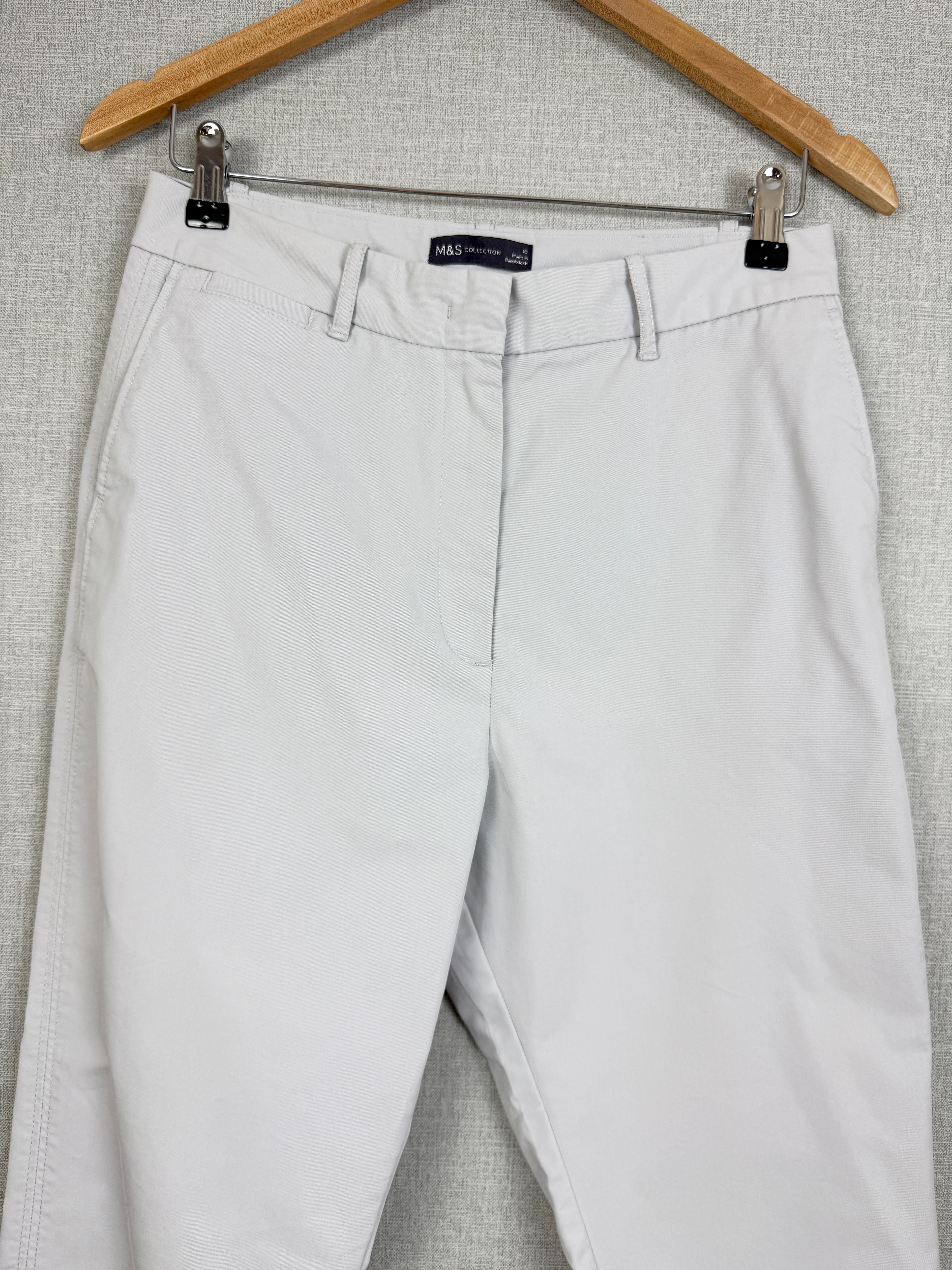 M&S Collection Light Grey Cropped Tailored Trousers UK 10 Short