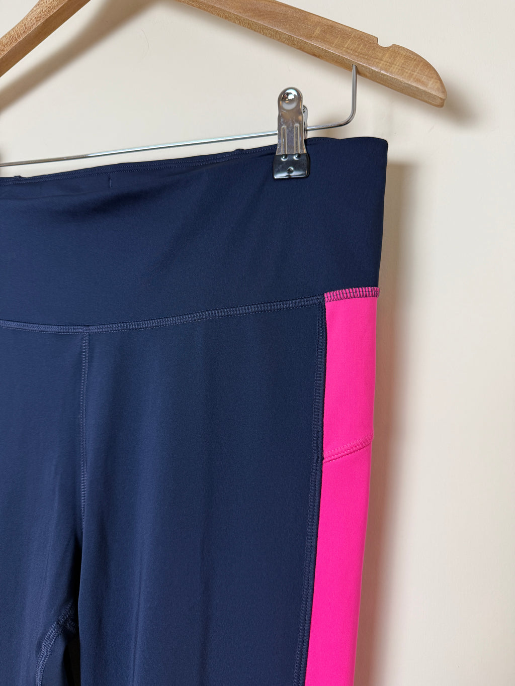 M&S Goodmove Navy Pink Cropped Gym Leggings UK12 Activewear