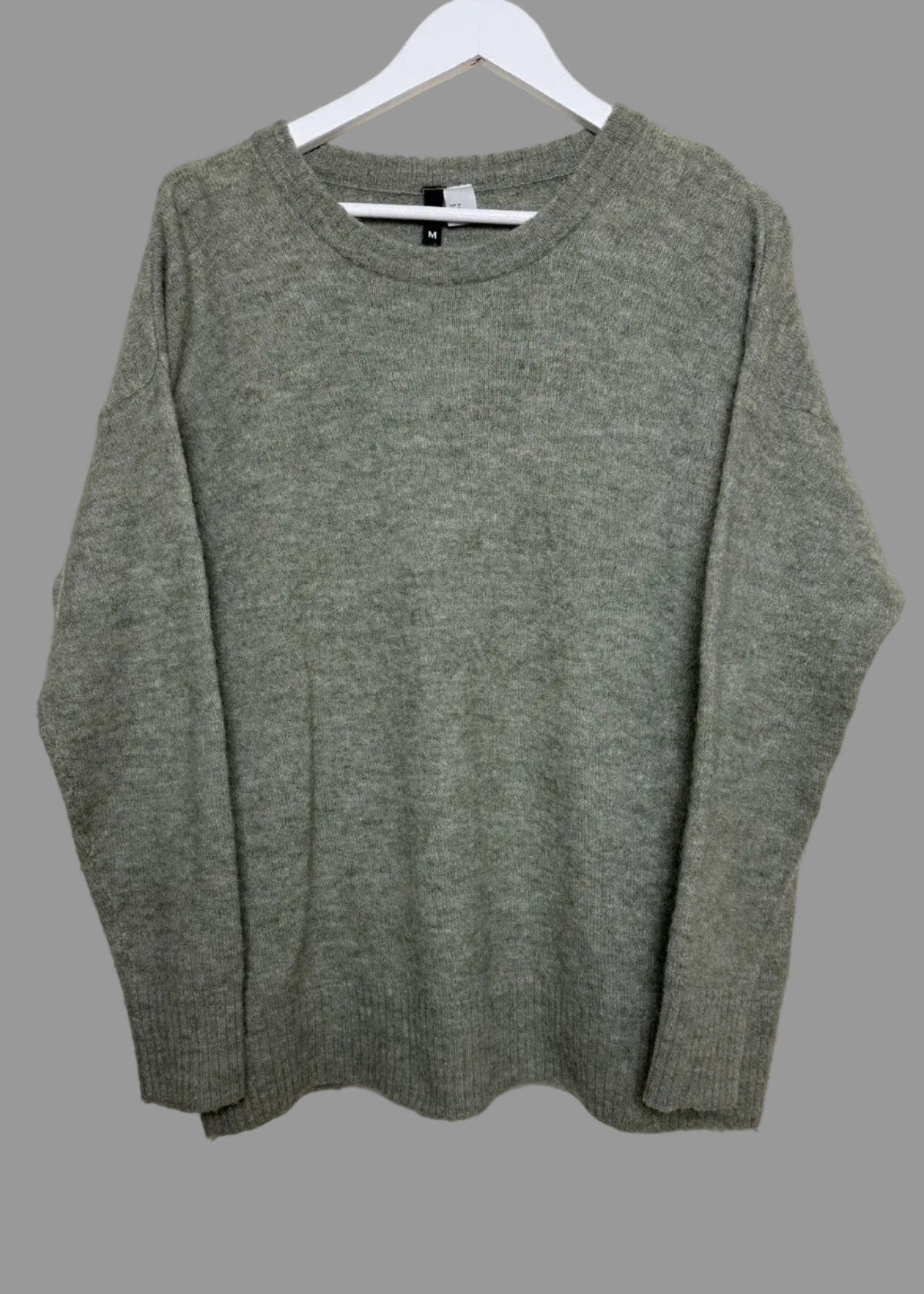 H&M Men's Light Green Alpaca Wool Blend Crew Neck Jumper - Medium