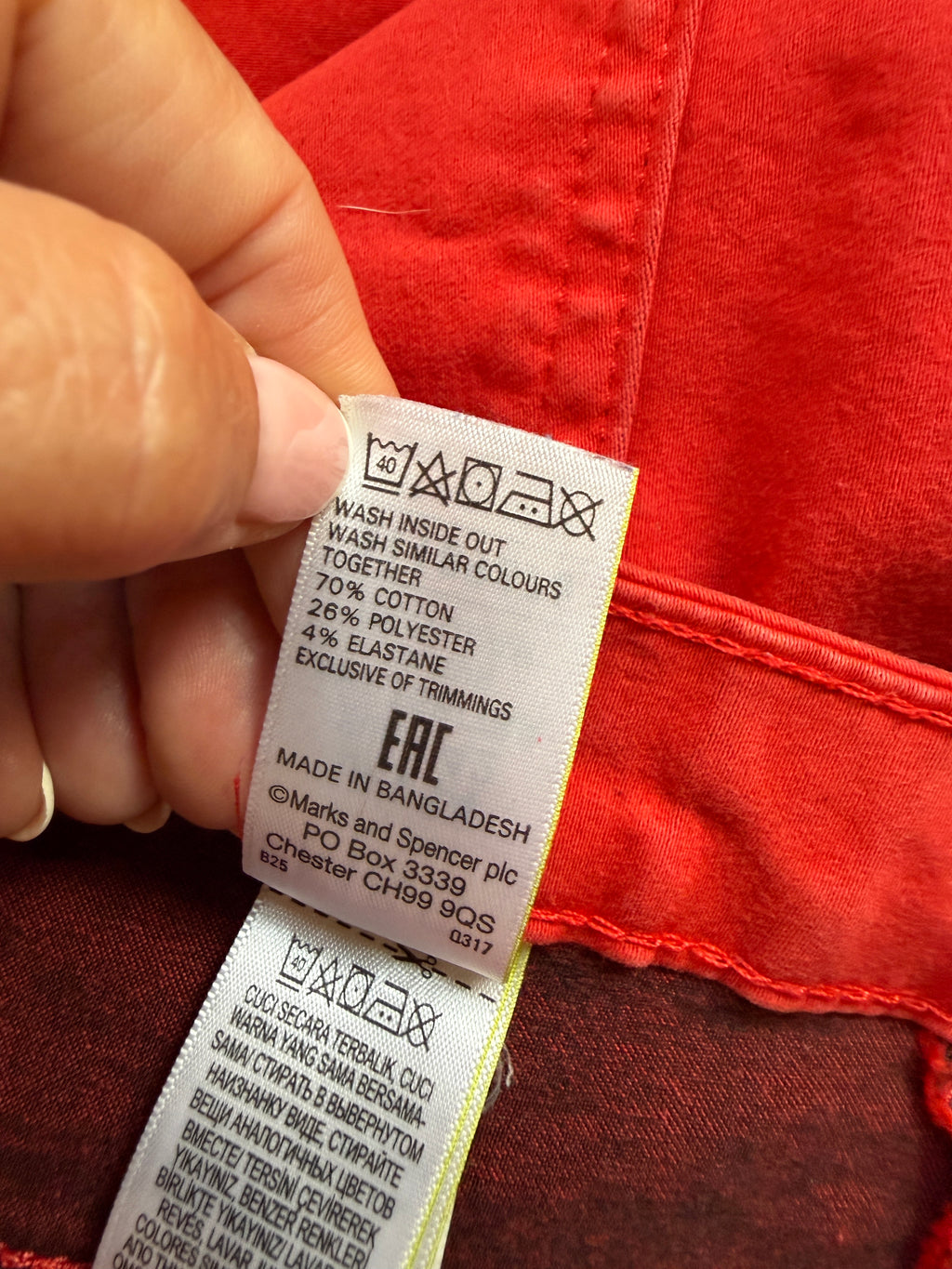 M&S Super Skinny Bright Red Stretch Jeans UK 14 Regular - Preloved
