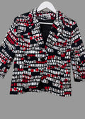 Satsuma London Jacket Red Black White Abstract Geometric 3/4 Sleeve UK14