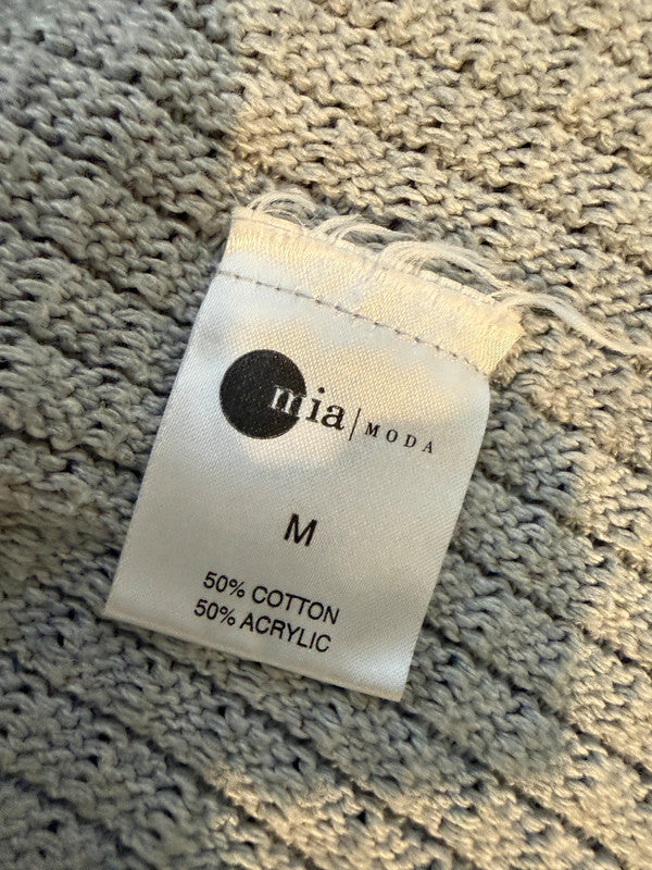 Mia Moda Light Grey Chunky Knit Waterfall Cardigan - Medium