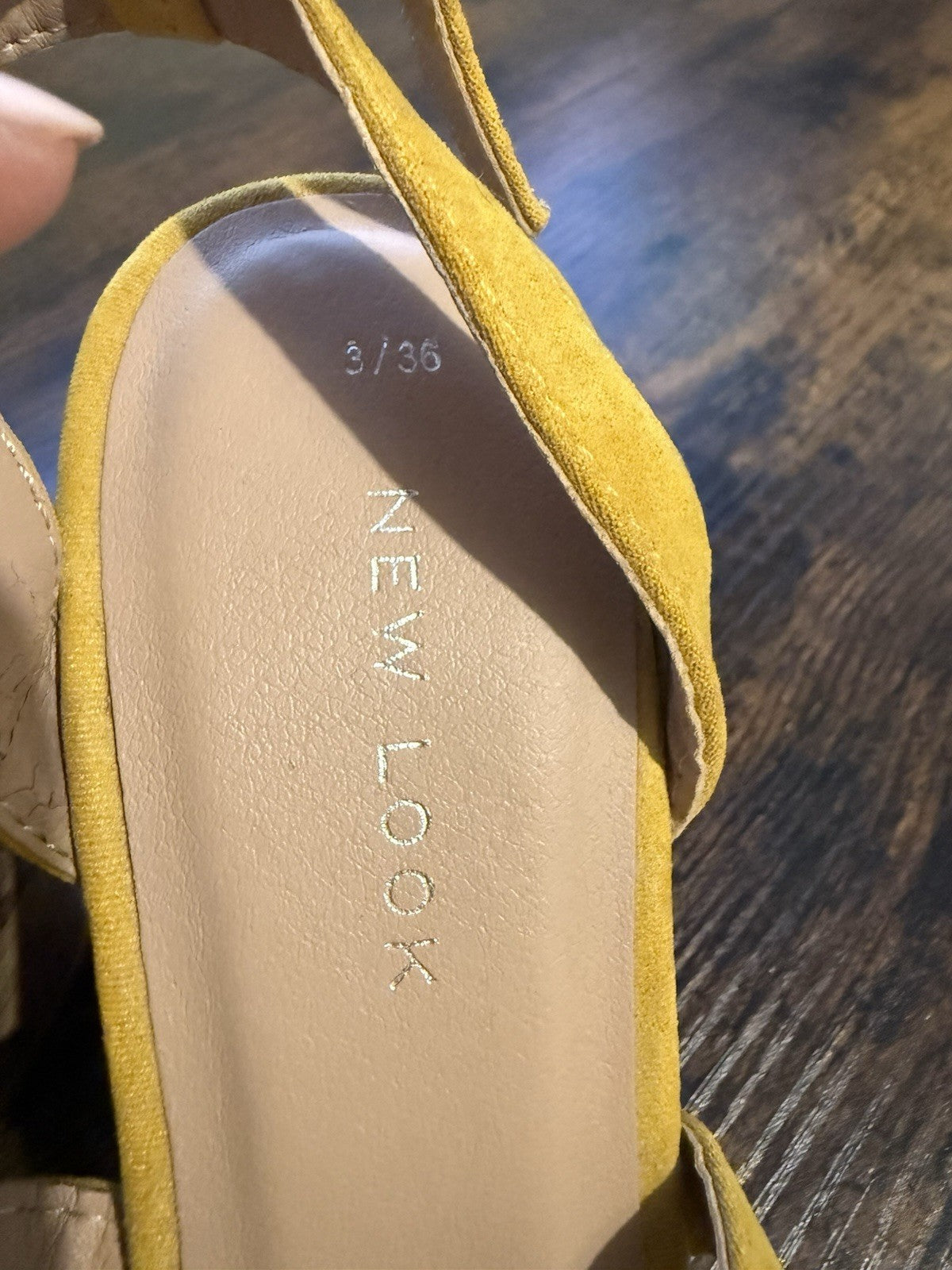 New Look Mustard Suede Cork Wedge Sandals - UK 3 EU 36