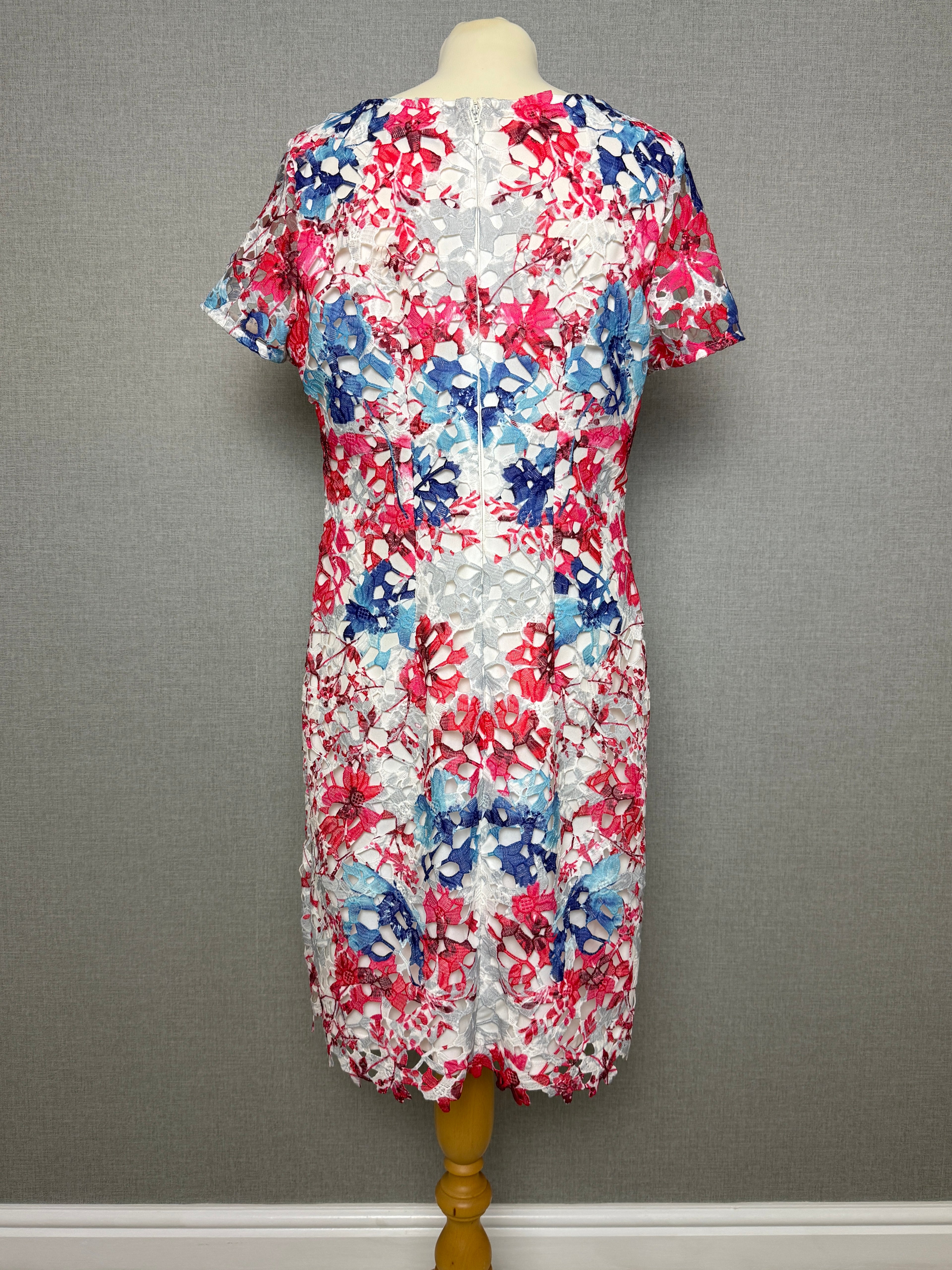 Per Una Premium Floral Lace Shift Dress UK14 Pink Blue Occasion Wedding