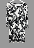 M&Co Black Ivory Floral Print Lined Shift Dress - UK16