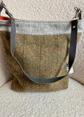 Harris Tweed Tote Bag Olive Herringbone Wool Handmade By Rosie